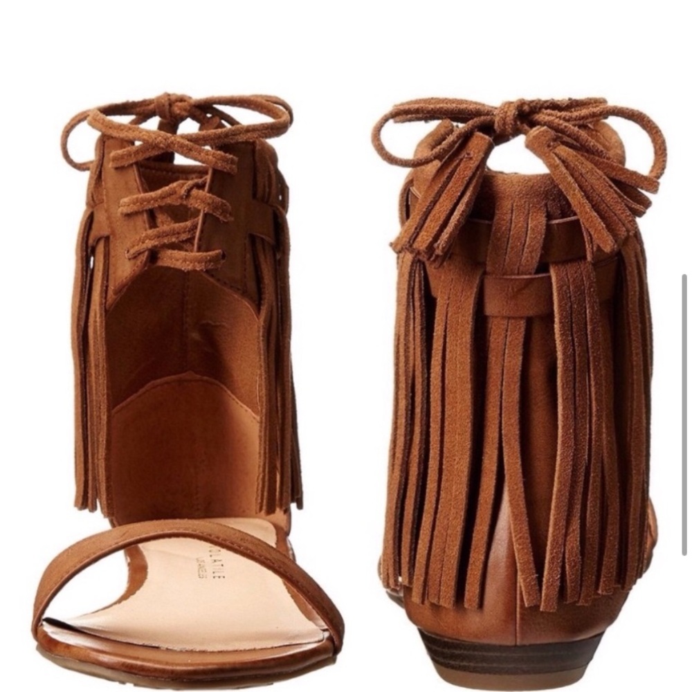 VERY VOLATILE FRINGE SANDAL TAN NIB SALE